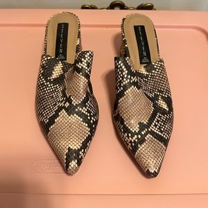 Steven by Steve Madden Snake Print Mules